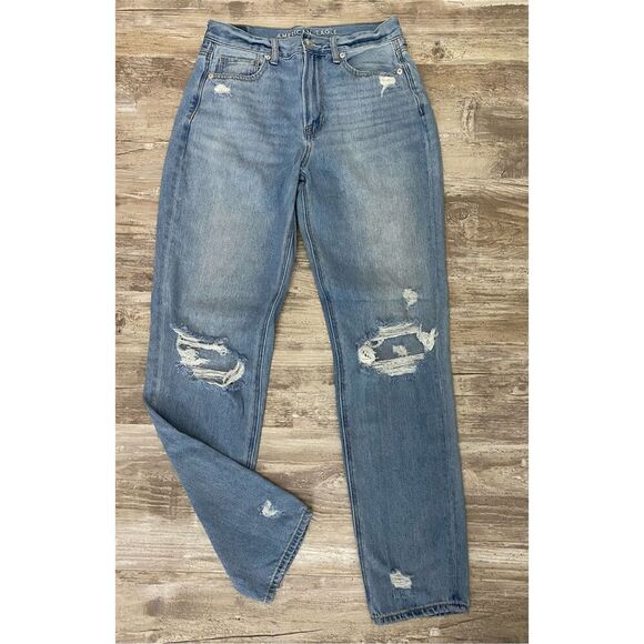 American Eagle Mom Distressed Denim Jean Size 6 - Picture 1 of 4